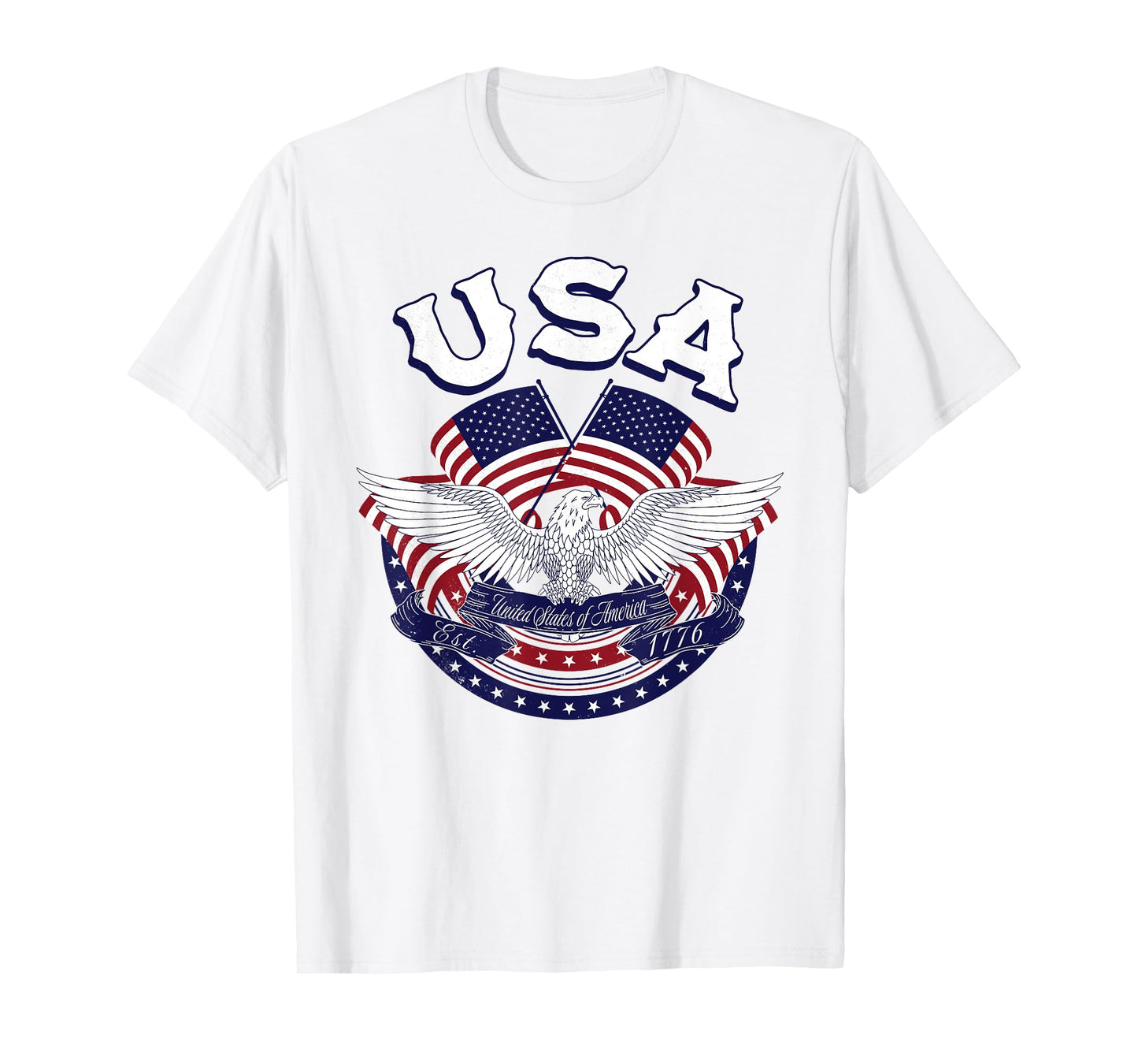 USA American Bald Eagle USA Flag July 4th red white and blue T-Shirt for Women Kids Men