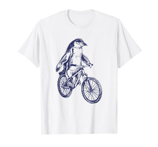 Penguin Cycling Bicycle Funny Biker Cool Cyclist Biking Bike T-Shirt