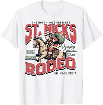 St. Nick's Rodeo Vintage Christmas Cowboy Santa Western T-Shirt