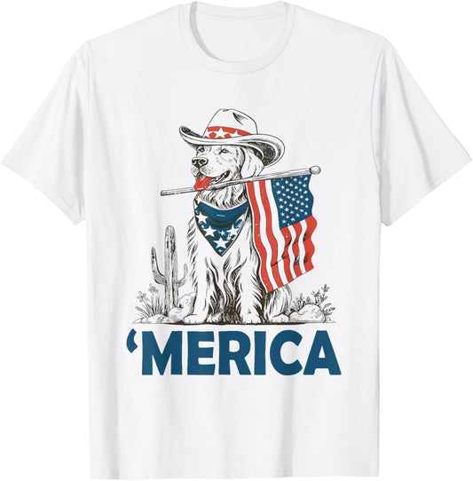 Golden Retriever 4th Of July Merica Vintage T-Shirt