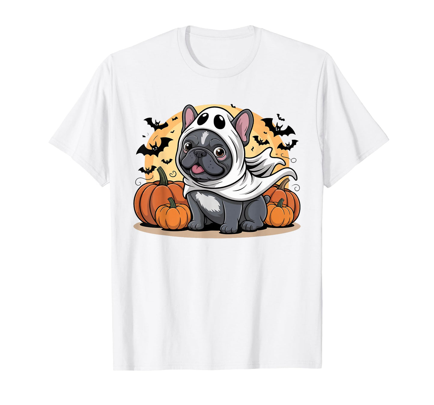 Cute French Bulldog Halloween Costume Frenchie Dog Ghost Kid T-Shirt