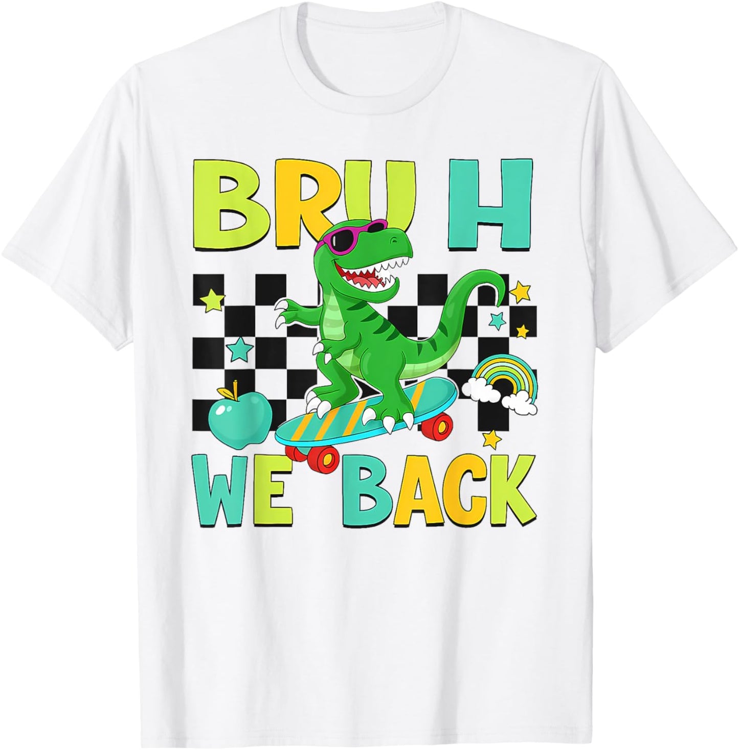 Bruh we back T-Rex Funny First Day of School Dinosaur Boys T-Shirt
