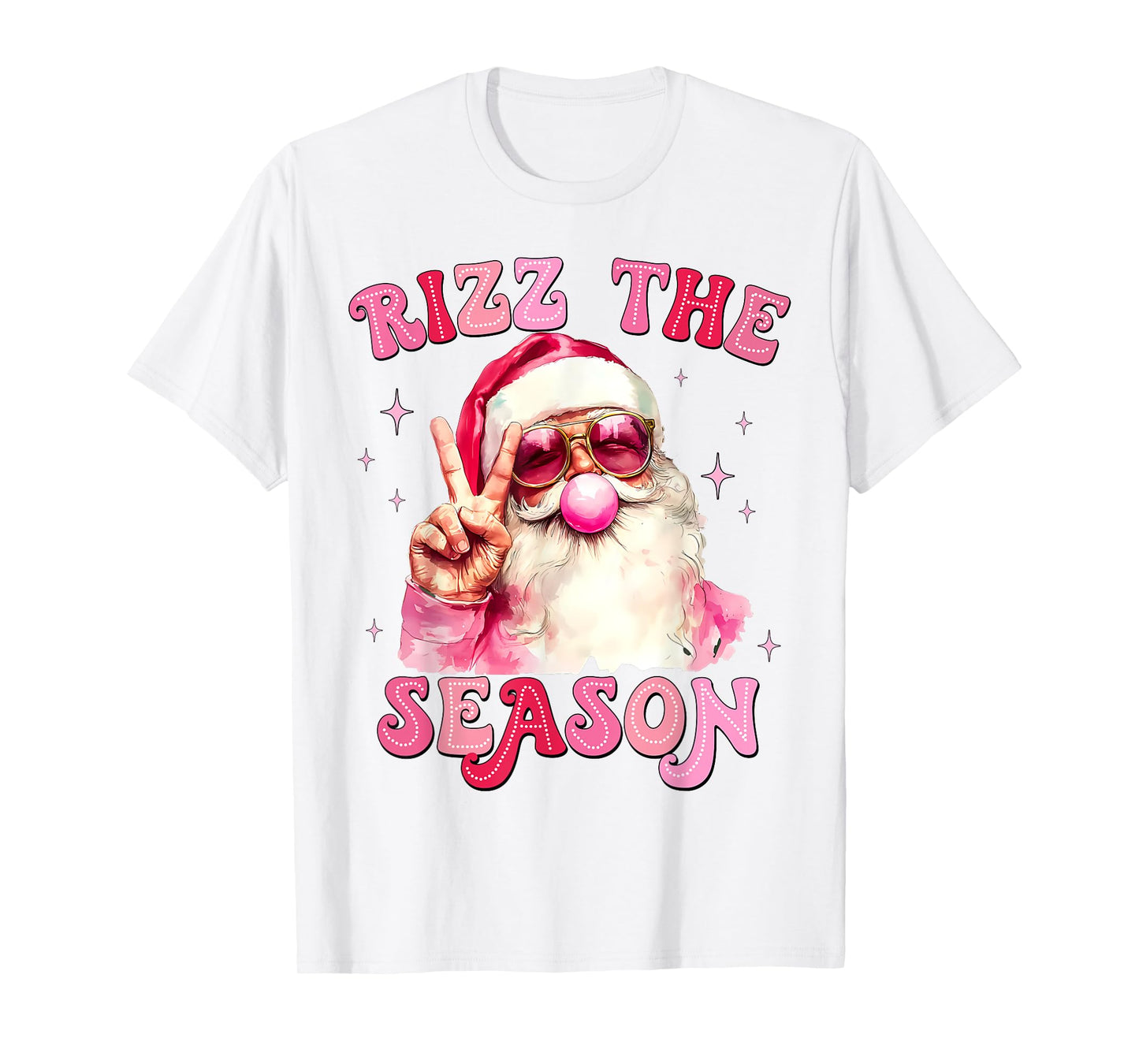 Rizz The Season Santa Pink Bubble Gum Rizzmas Christmas Kids T-Shirt