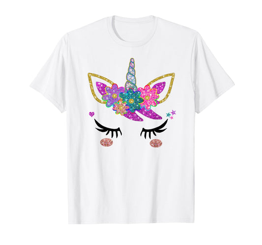 Rainbow Unicorn Face Shirt, Cute Unicorn Birthday Outfit