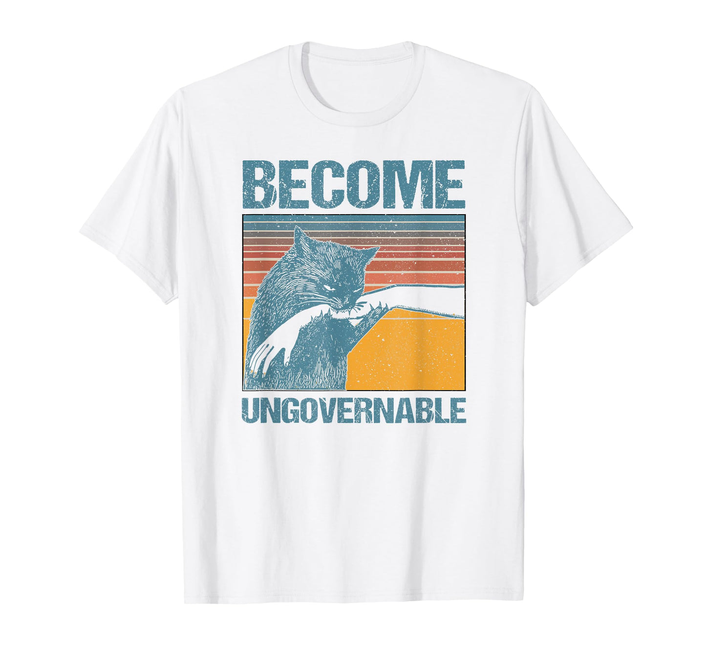 Become Ungovernable - Black Cat Biting Hand Funny Meme T-Shirt