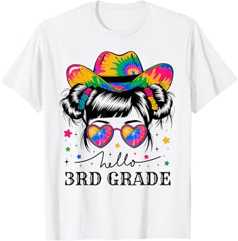 First Day Of School Hello 3rd Grade Cowgirl Western Girls T-Shirt