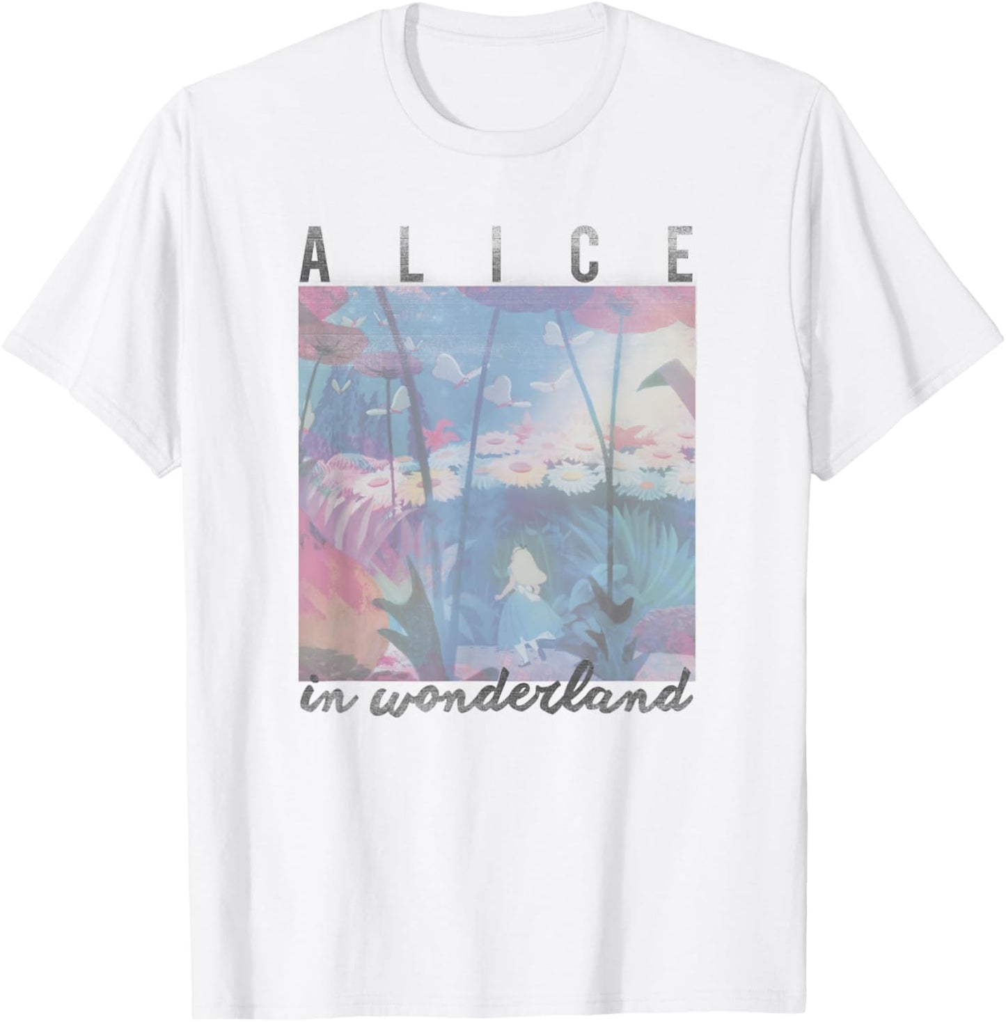 Disney Alice in Wonderland Faded Wildflower Forest Panel T-Shirt