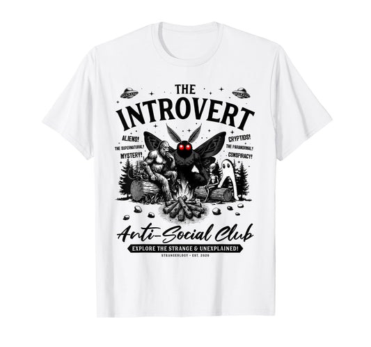 The Introvert Social Club Bigfoot Mothman Alien Creature T-Shirt