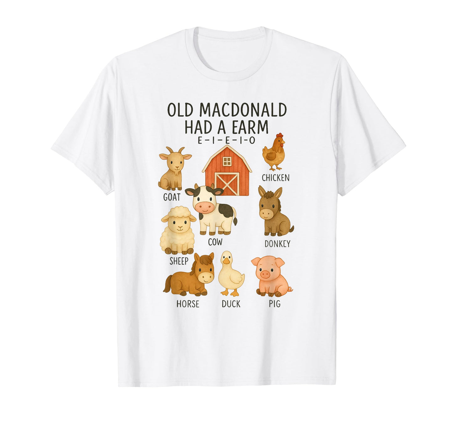 Toddler Kids Old Macdonald Had a Farm E-I-E-I-O Nursery Song T-Shirt