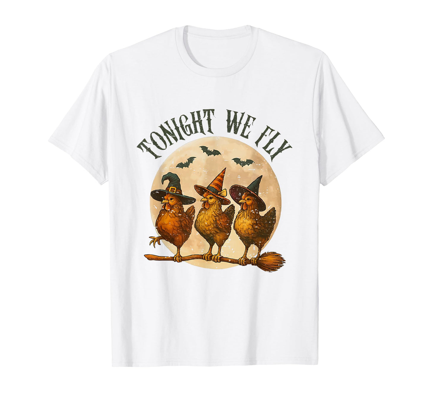 Tonight We Fly Spooky Chicken Witch Halloween Farm Animal T-Shirt