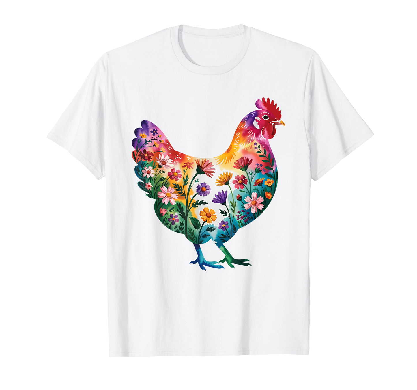 Floral Chicken Art Graphic Farm Chicken Lover Flower Farmer T-Shirt