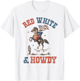 Howdy Western Country USA Flag 4th Of July Independence Day T-Shirt