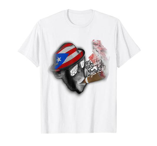 Brooklyn t shirt puerto rico flag cigar smoking Monkey