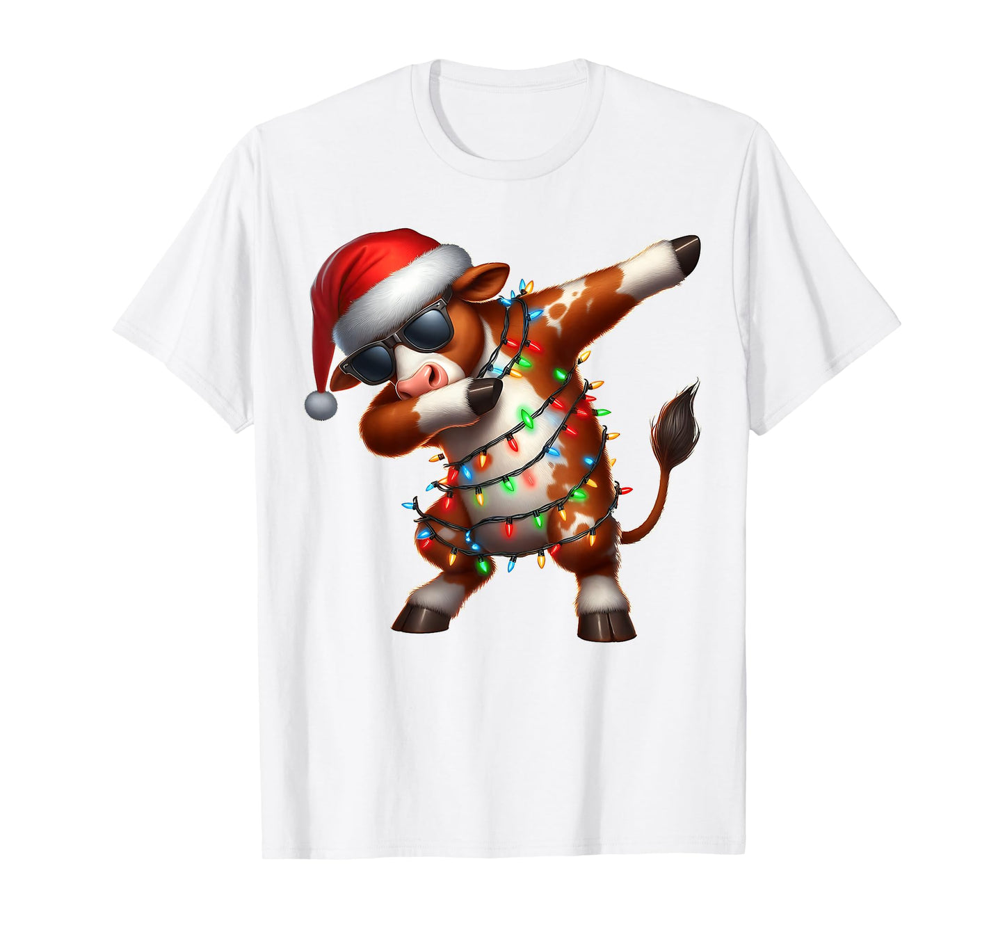 Dabbing Hereford Cattle Farmer Sunglasses Christmas Xmas T-Shirt