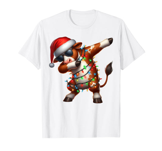 Dabbing Hereford Cattle Farmer Sunglasses Christmas Xmas T-Shirt
