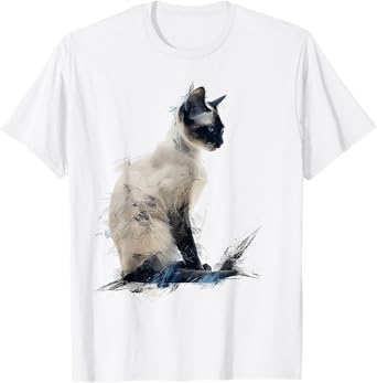 Cat Abstract Motif Drawing Art Animal Cat T-Shirt for Men Women Kids