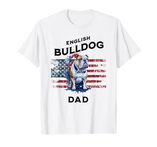 Patriotic English Bulldog Dad Print T-Shirt