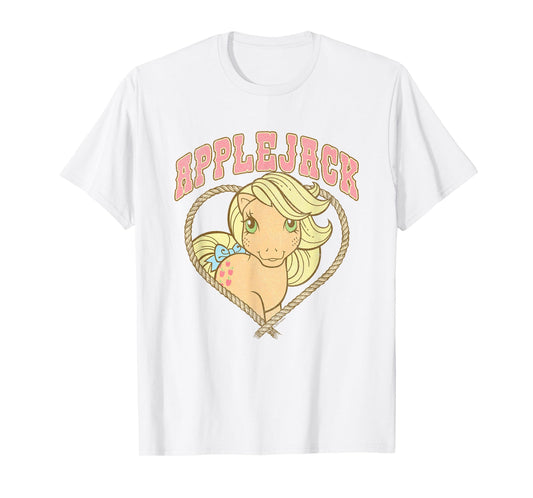 My Little Pony Cute Applejack Cowgirl Heart Shape Chest Logo T-Shirt