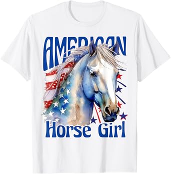 American Horse Girl Proud Patriotic Horse Girl T-Shirt