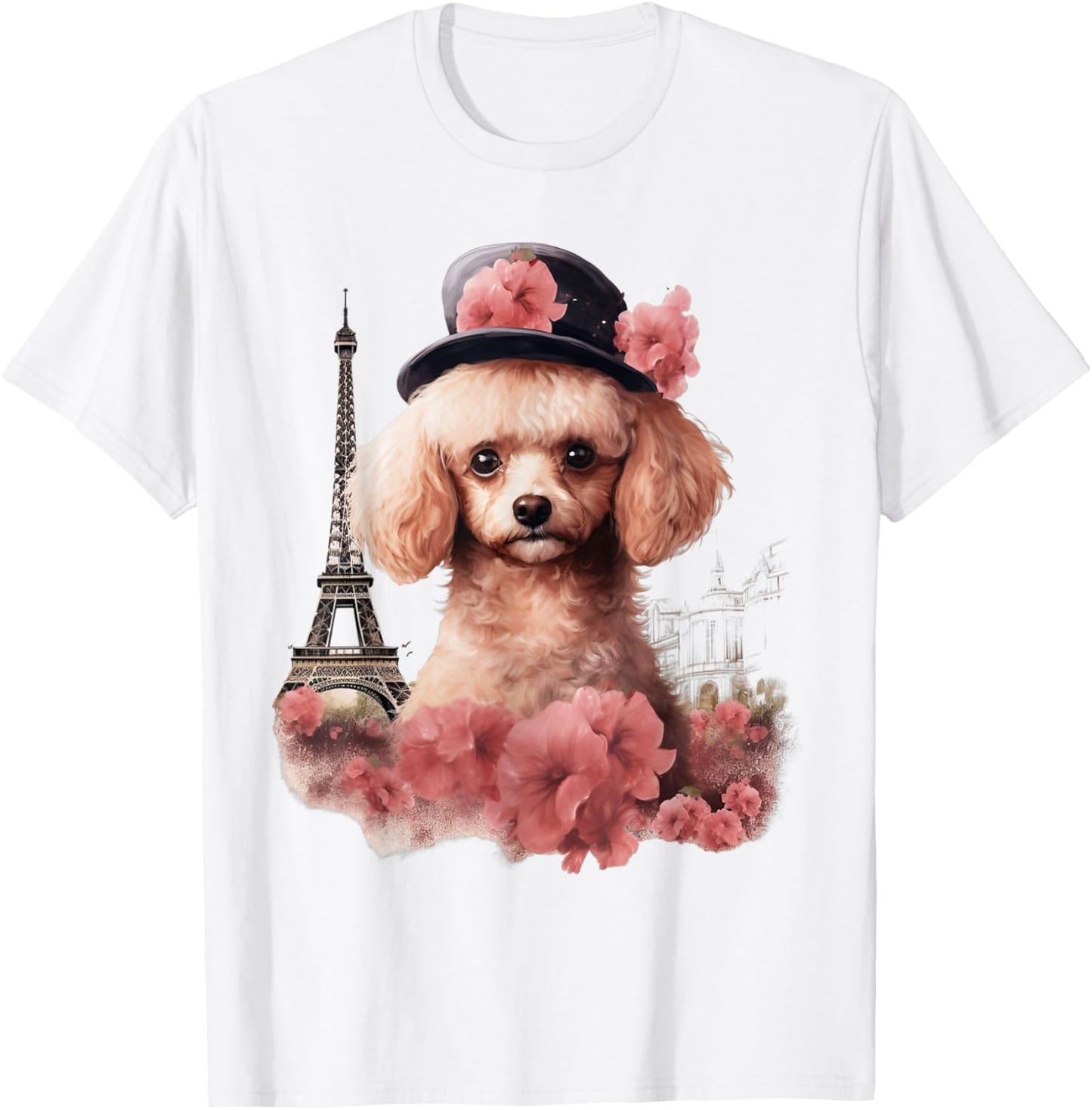Cute Parisian Poodles French Paris Eiffel Tower Toy Poodle T-Shirt