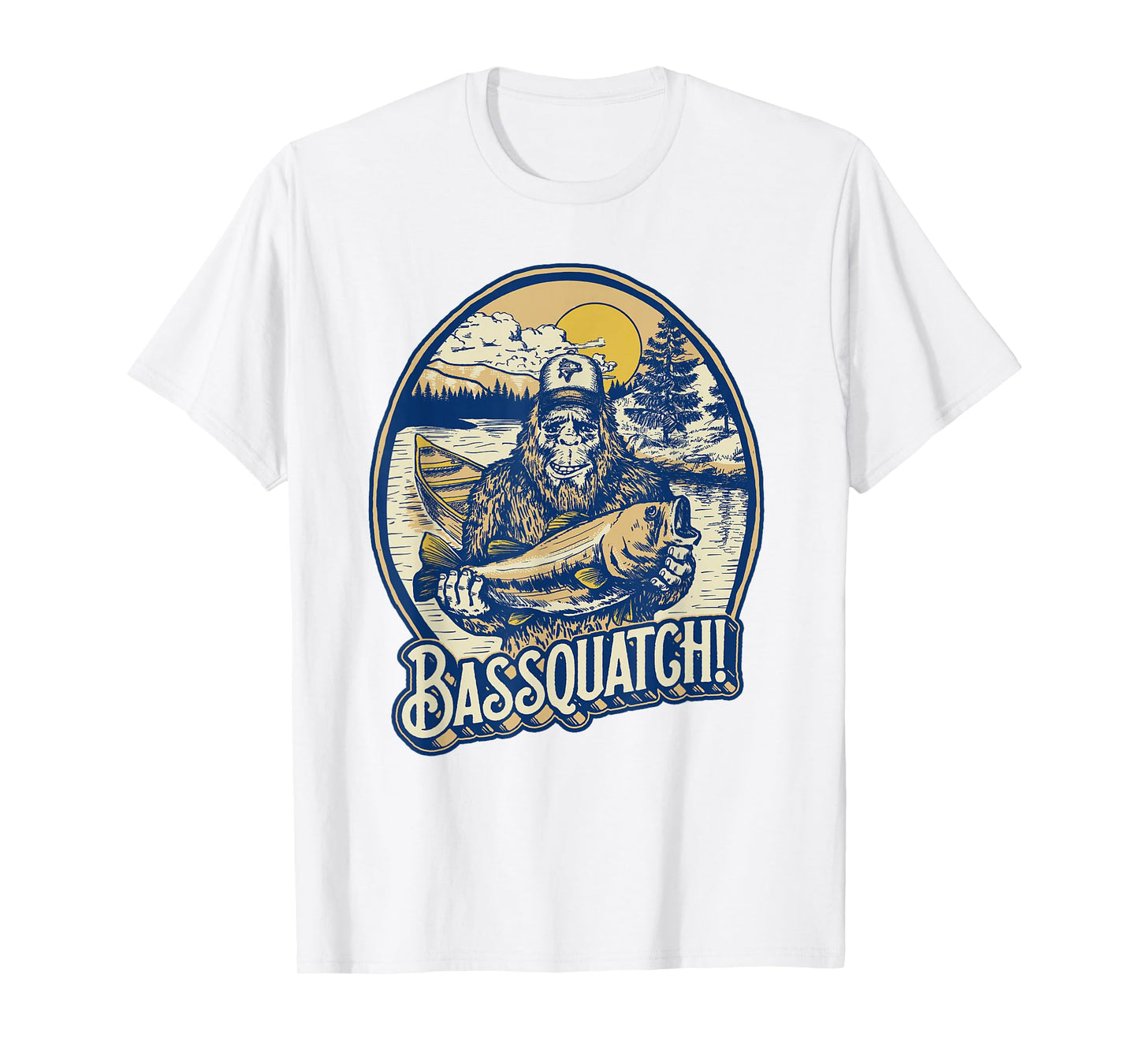 Giant Step Design Co. Bassquatch! Bass Fisherman Sasquatch Funny Bigfoot Fishing T-Shirt
