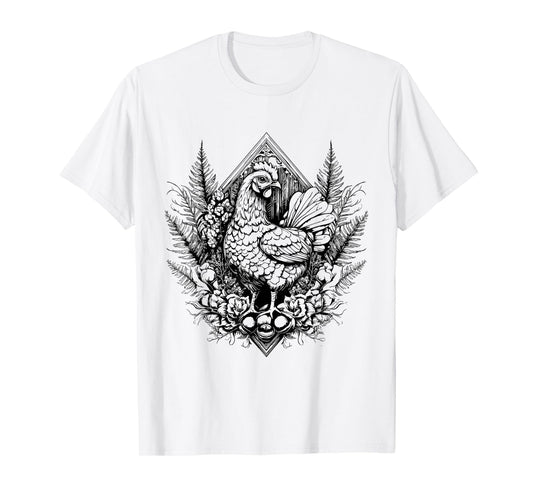 Chicken Cottagecore Floral Chicken T-Shirt