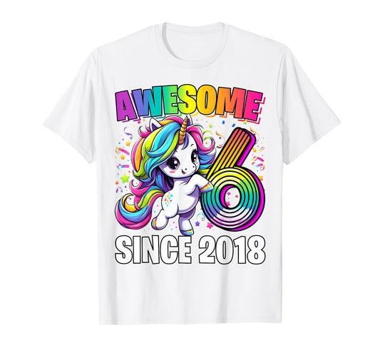 Unicorn 6th Birthday 6 Year Old Unicorn Party Girls Outfit T-Shirt