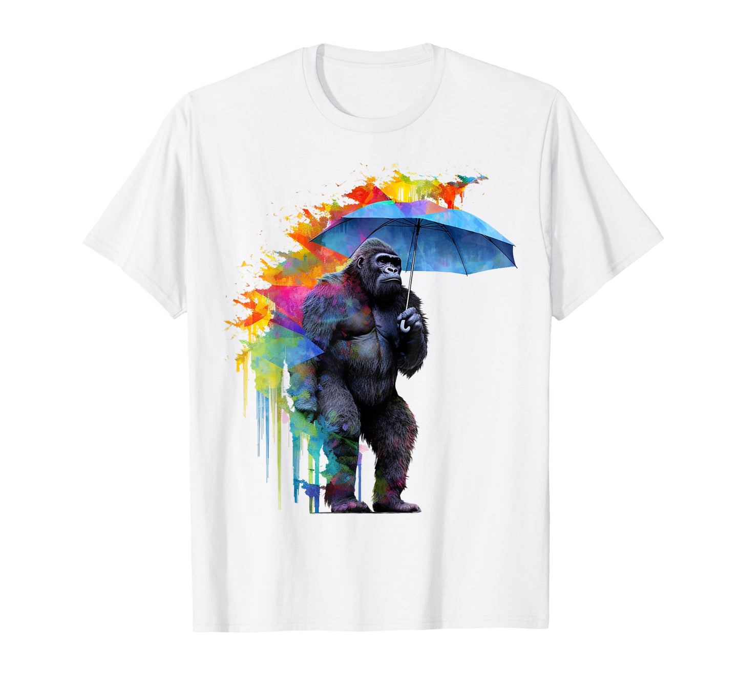 Gorilla Umbrella Artwork Colourful - Animal Monkey Zoo Gorilla T-Shirt