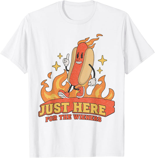 Hot Dog I'm Just Here For The Wieners 4Th Of July Funny BBQs T-Shirt