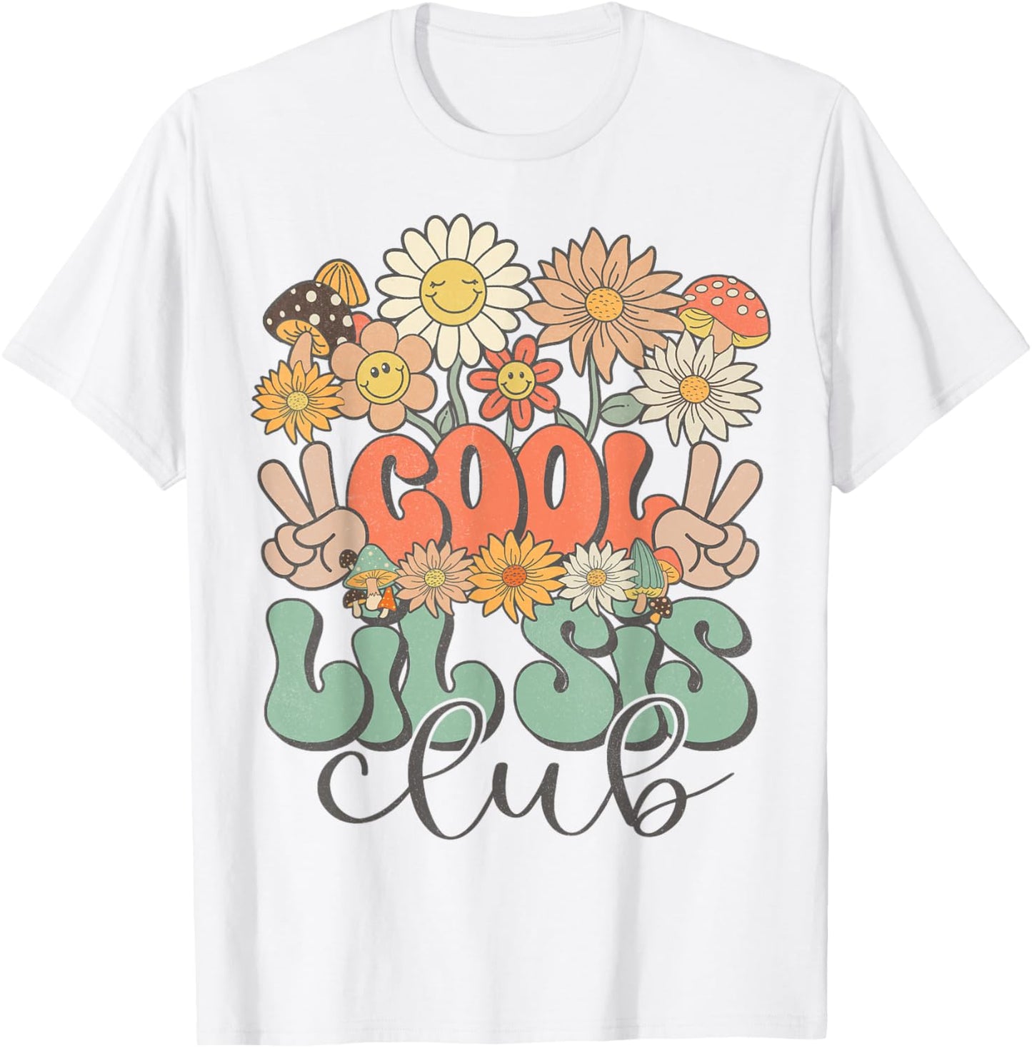 Matching Family Cool Lil Sis Club Groovy Retro Little Sister T-Shirt