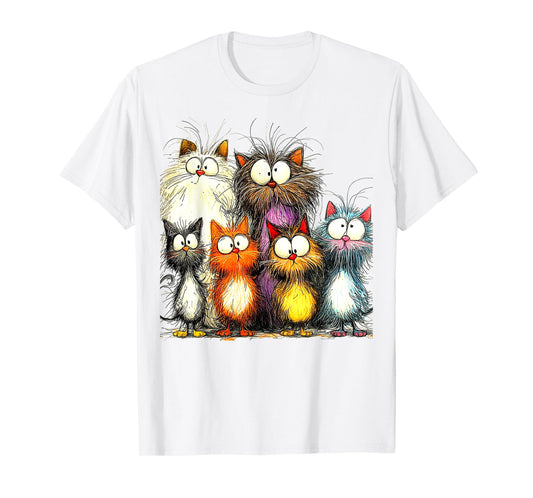 Eagerlys Silly Funny Cat Famliy Art Colorful Cats - Kitten T-Shirt for Men Women