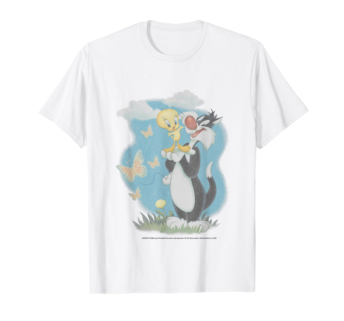 Looney Tunes Sylvester And Tweety Bird Butterfly Portrait T-Shirt