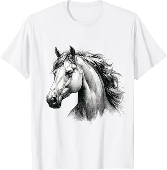 Vintage Horse Sketch Artwork Detailed Equine Drawing T-Shirt