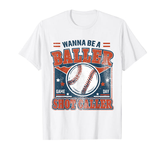 Old Fashion Wanna Be A Baller Shot Caller Mama Mom Baseball T-Shirt