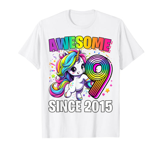 Unicorn 9th Birthday 9 Year Old Unicorn Party Girls Outfit T-Shirt
