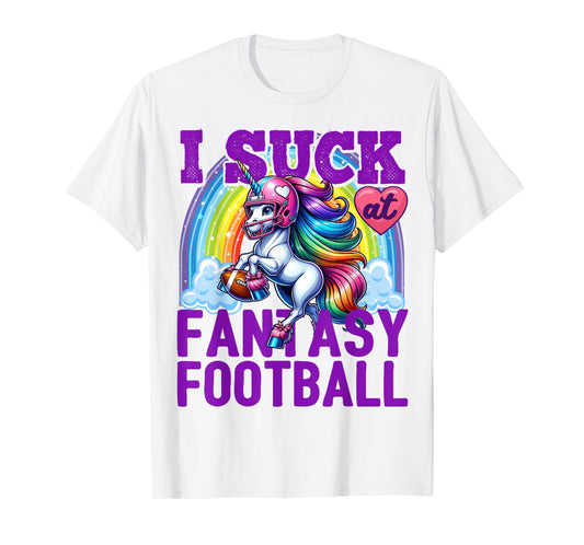 I Suck at Fantasy Football Unicorn Rainbow Loser Men T-Shirt