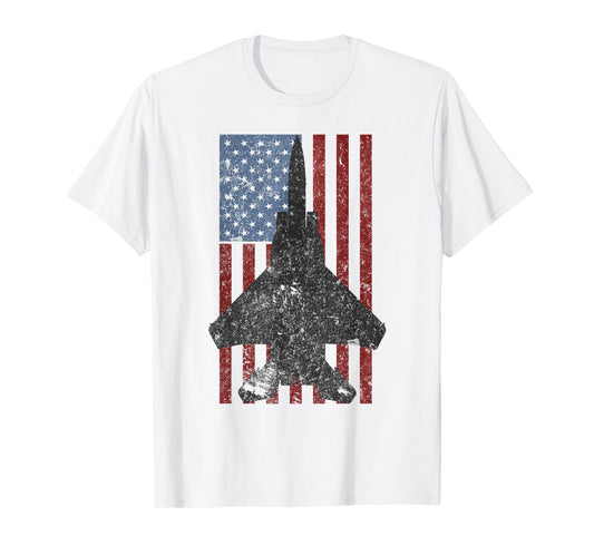 F-15 Eagle Jet Fighter Vintage Color American Flag T-Shirt T-Shirt