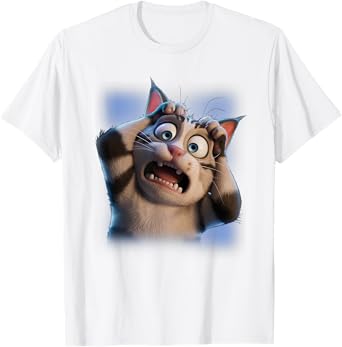 Scared Cat Cute Pet Animals Cats Lover Owner T-Shirt for Men Women