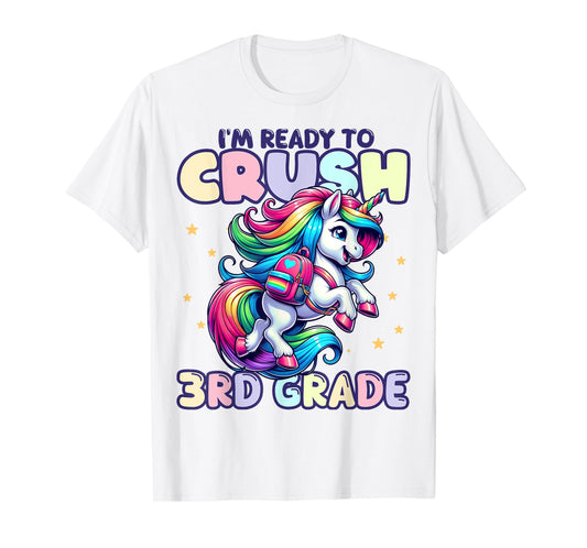 Crush 3rd Grade Girls Back to School Unicorn First Day Cute T-Shirt