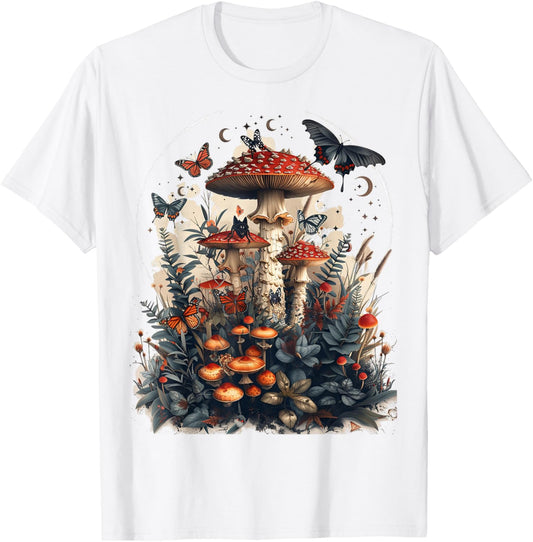 cottagecore butterflies bats n mushroom moon goblincore T-Shirt