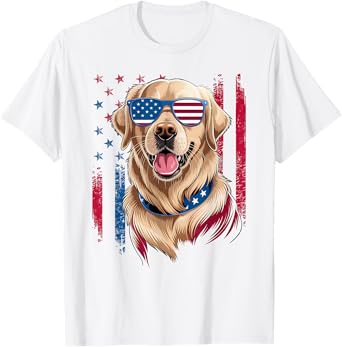 American Flag Patriotic Golden Retriever 4th Of July T-Shirt
