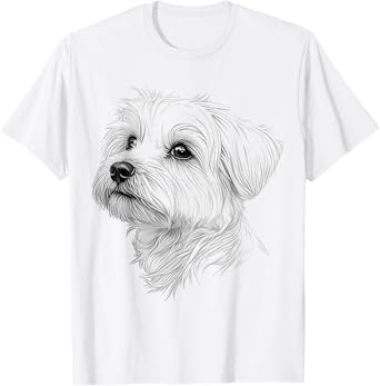 Maltese Dog Graphic Pet Illustration Maltese T-Shirt for Men Women Kids