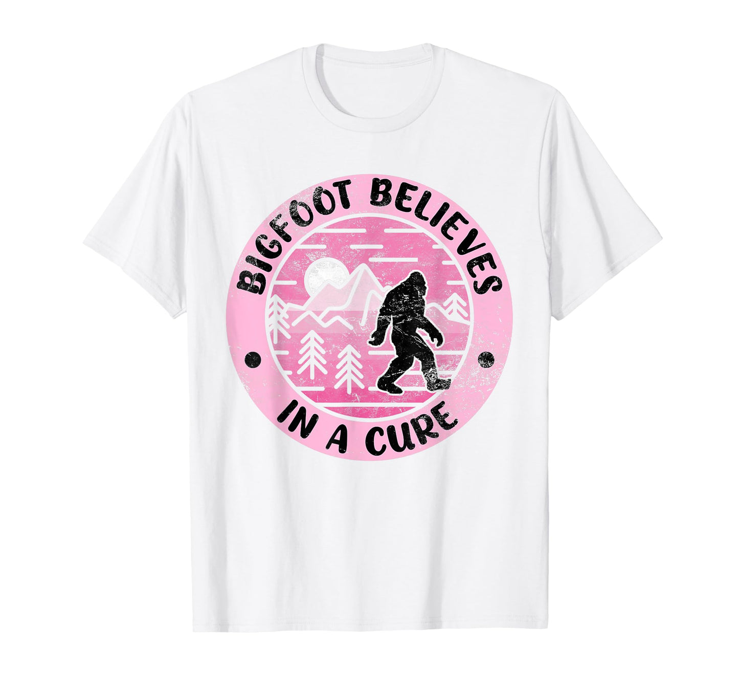 Sasquatch Pink Ribbon Bigfoot Womens Breast Cancer Awareness T-Shirt
