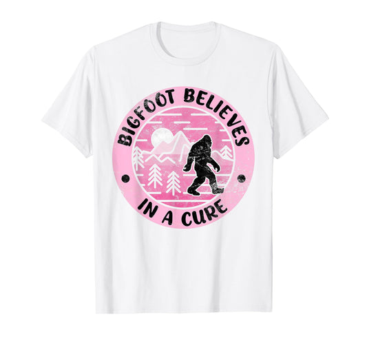 Sasquatch Pink Ribbon Bigfoot Womens Breast Cancer Awareness T-Shirt