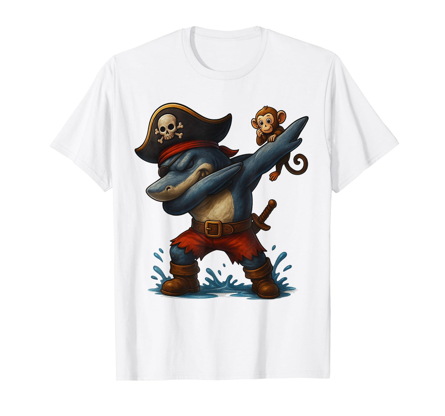 Funny Pirate Shark Dab Kids Tee Costume Cartoon T-Shirt