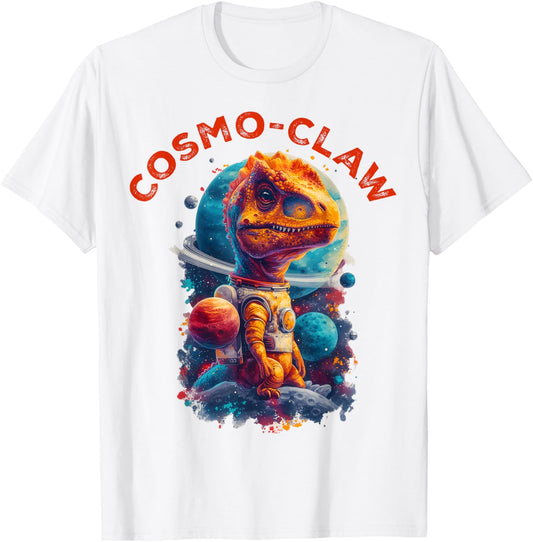 Cosmo-Claw Funny Dinosaur Space Lover Retro Dino Astronaut T-Shirt