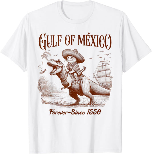 Gulf Of Mexico Travel Cat & Dinosaur Gulf Of Mexico Trip T-Shirt for Men Women