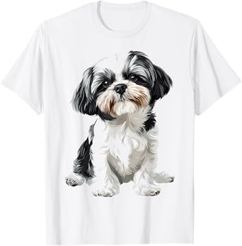 Shih Tzu Dog Motif Pet Illustration Shih Tzu T-Shirt