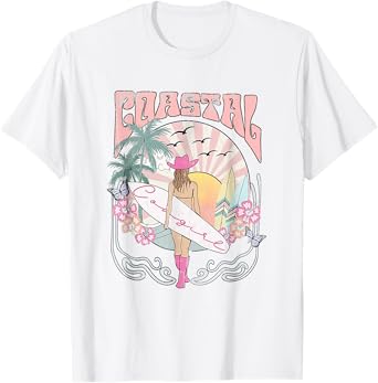Coastal Cowgirl Aesthetic Cowgirl Surf Beach Cowgirls Outfit T-Shirt