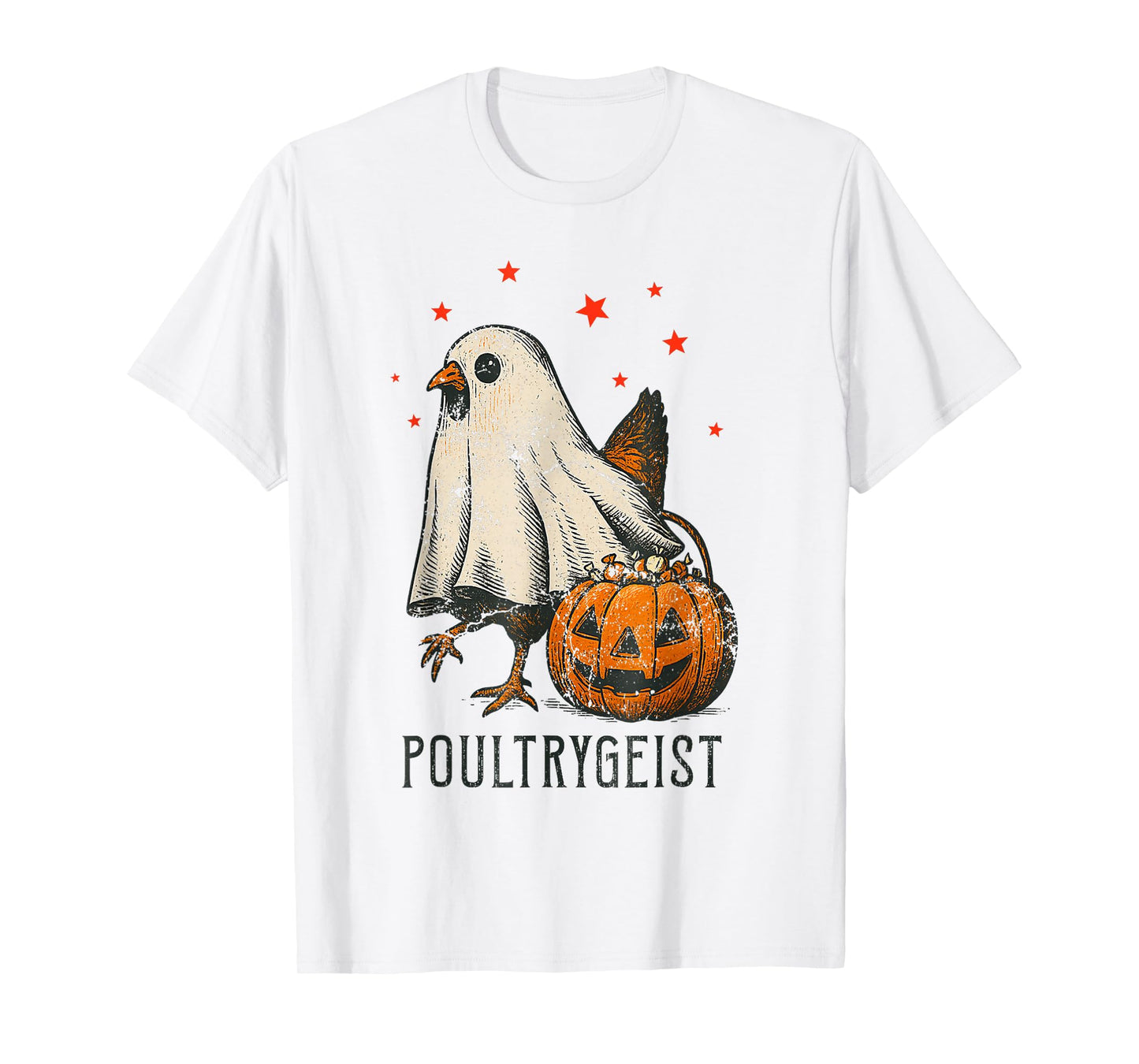 Poultrygeist Funny Halloween Chicken Ghost Costume Pumpkin T-Shirt